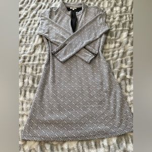 Long sleeve black and white patterned dress